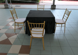 tiffany chair pair with black cloth square table