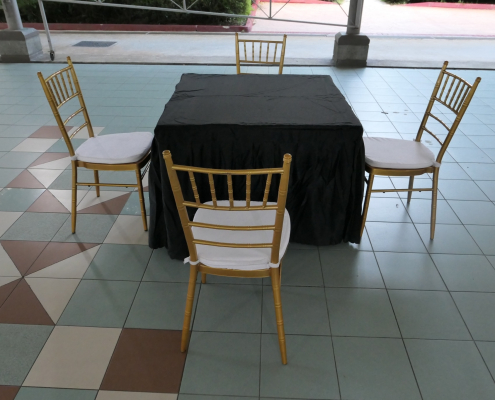 tiffany chair pair with black cloth square table