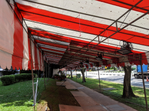 Single Slope Tent with spotlight