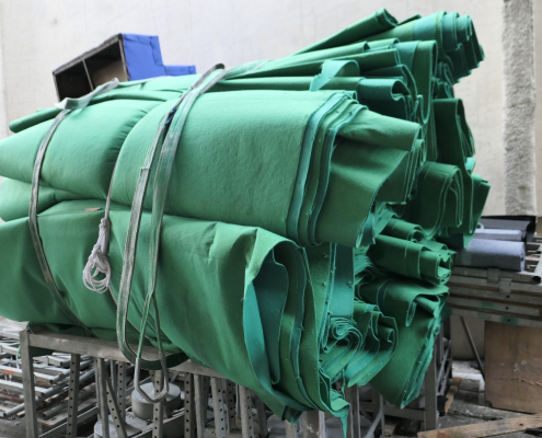 Used green carpet