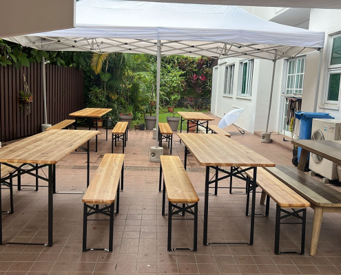 home party using picnic tables