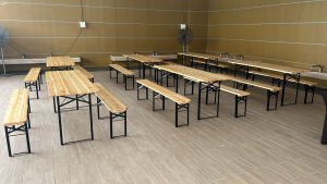 BBQ event using picnic tables