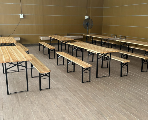 BBQ event using picnic tables