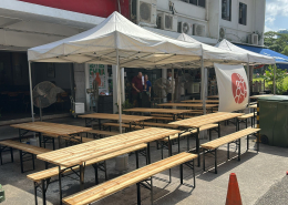 cafe event using picnic table set to maximise participants